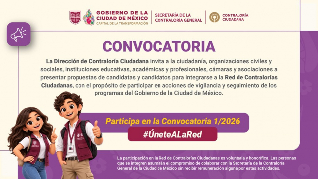 Convocatoria 1/2026 para pertenecer a la Red de Contralorías Ciudadanas