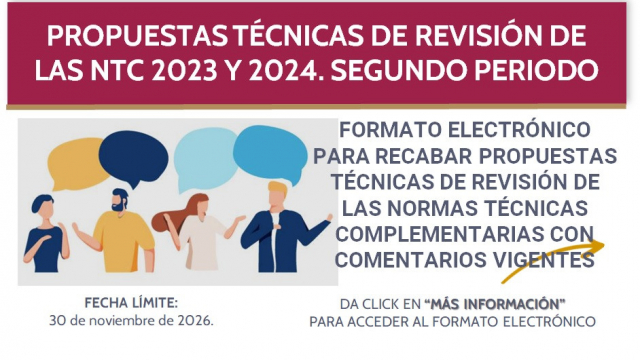 PROPUESTAS TÉCNICAS DE REVISIÓN DE LAS NTC 2023 Y 2024. SEGUNDO PERIODO